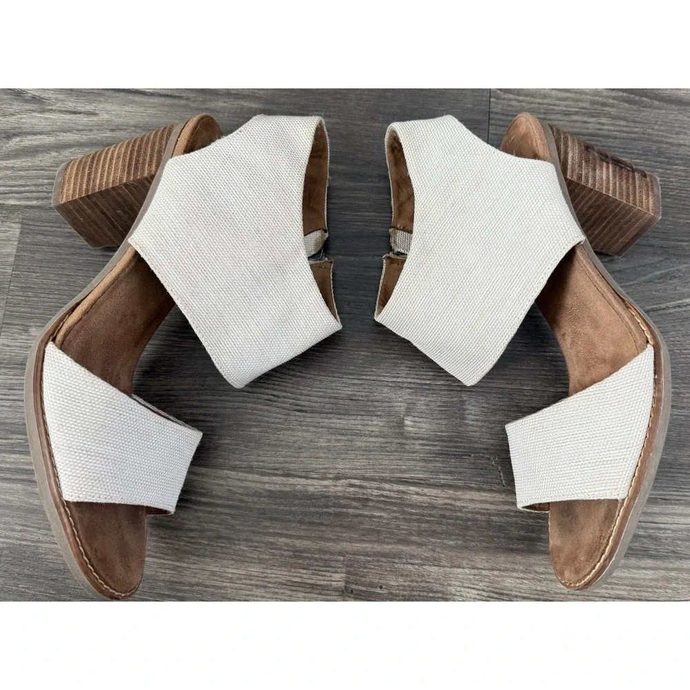 Toms Sandal Womens 11 Natural Majorca Cut Out Block Heels Old Money Clean Girl‎